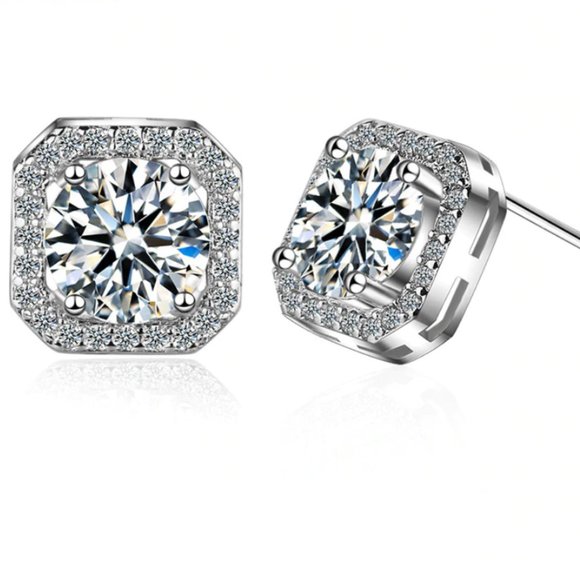 NEW 925 Silver Crystal Stud Earrings - Picture 4 of 8